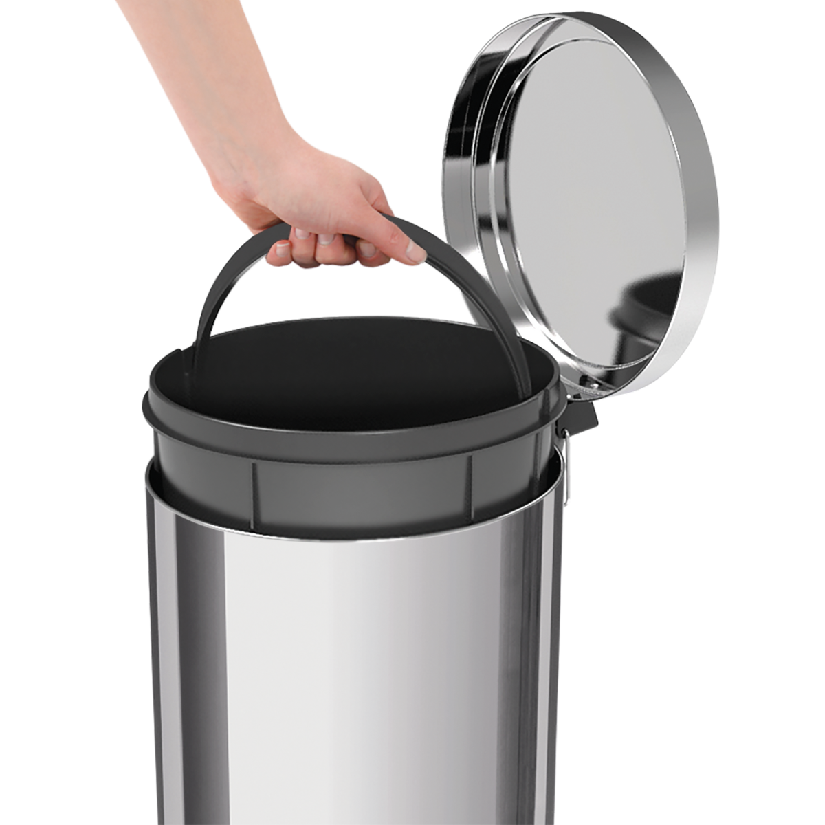 Tramontina Brasil Pedal Trash Bin, Stainless Steel