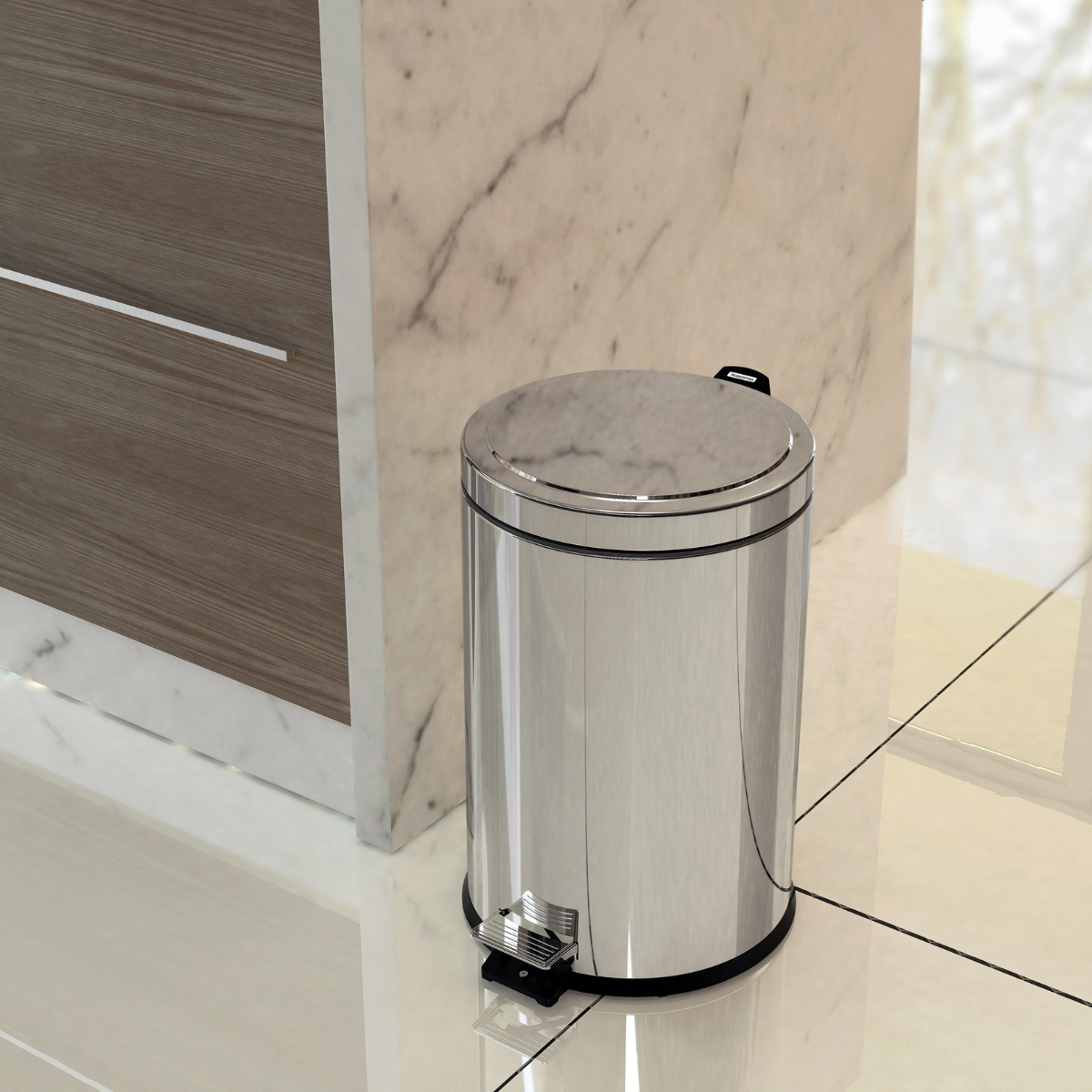 Tramontina Brasil Pedal Trash Bin, Stainless Steel